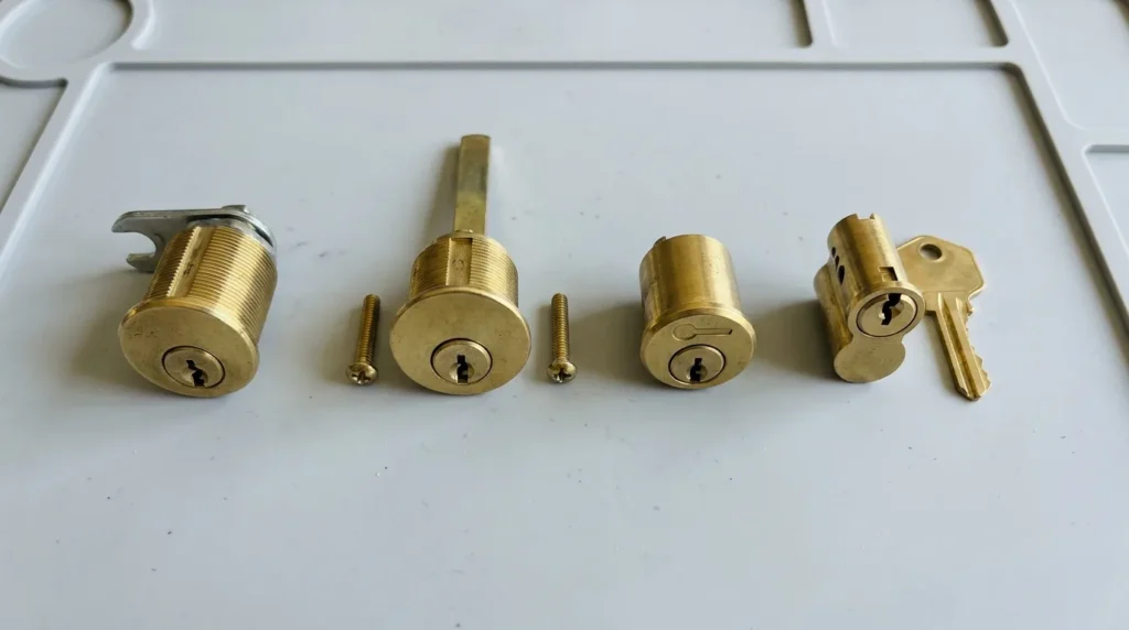 Four different types of brass lock cylinders
