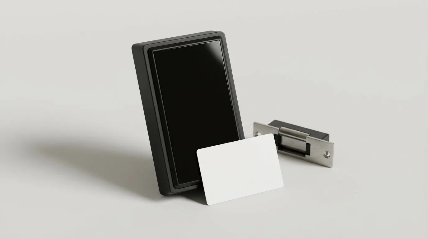 Card reader access control unit with a proximity credential and door strike