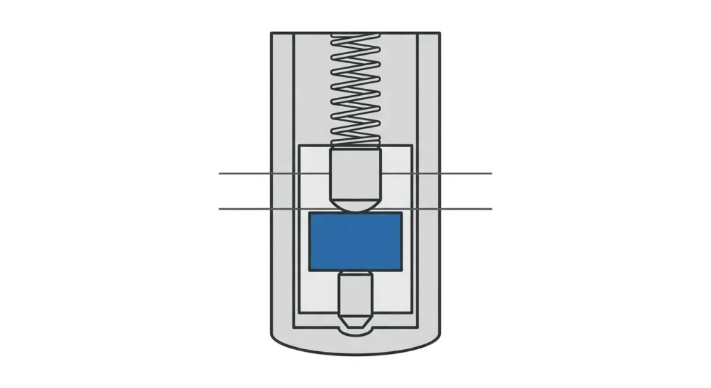 Cross section diagram of a pin chamber showing a master wafer creating two shear points
